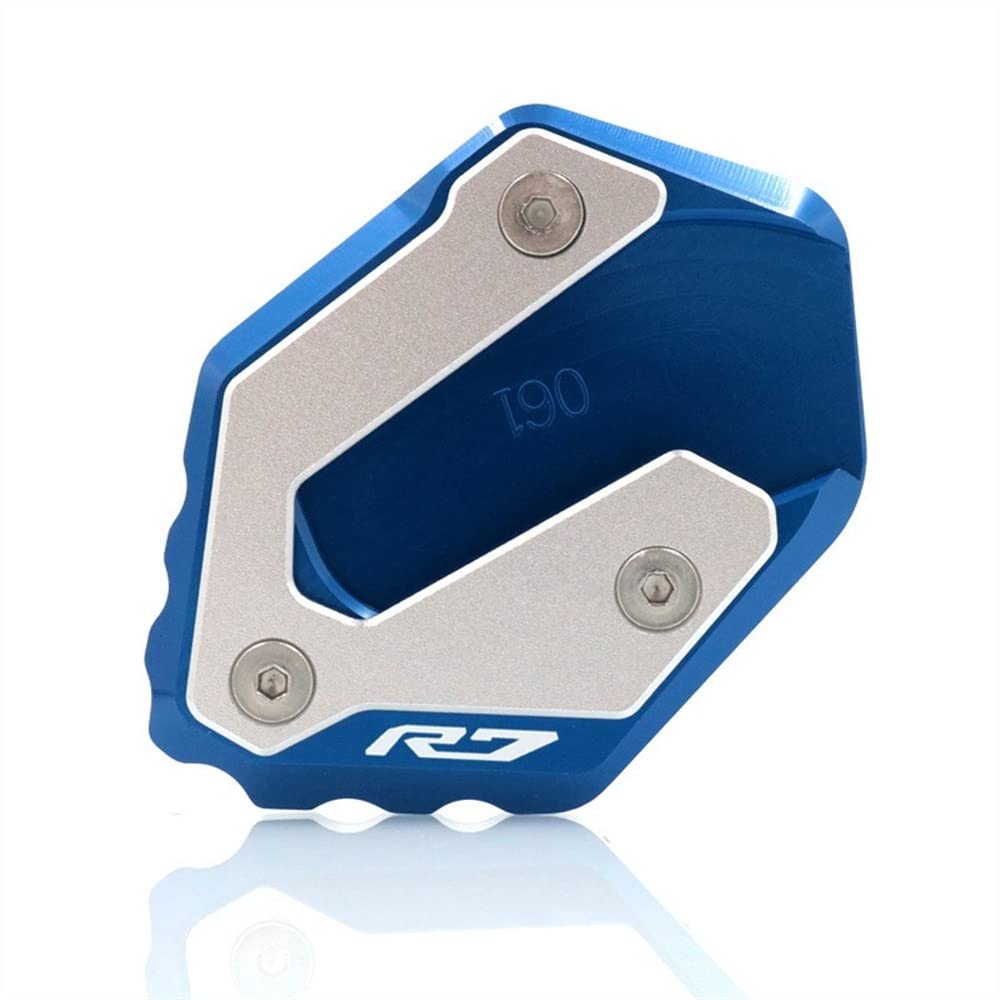 Béquille latérale YZF-R7 stable sur sol mou : plaque extension pad de support bleu moto