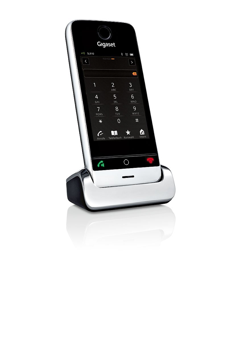 Gigaset SL910 - Schnurloses Design-Telefon - großes 3,2" Touchscreen - Full-Touch Benutzeroberfläche - edles Echtmetall-Rahmen - individuelle Menükonfiguration, pianoschwarz