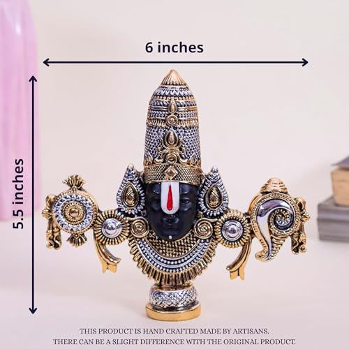 Image of 999 Silver Plated Balaji Murti | 6 Inch Traditional Lord Venkateswara Swamy Idol for Vastu Temple Decor & Puja Room | Auspicious Gifting Choice for Home & Office