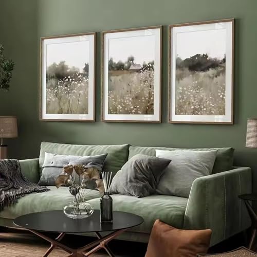 Affiche sur toile de campagne premium : triptyque de fleurs vintage encadré 20x35cmx3
