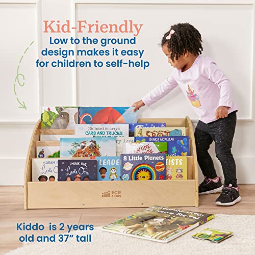 ECR4Kids Toddler Book Display, Beginner Bookshelf, Natural - Thumbnail 4