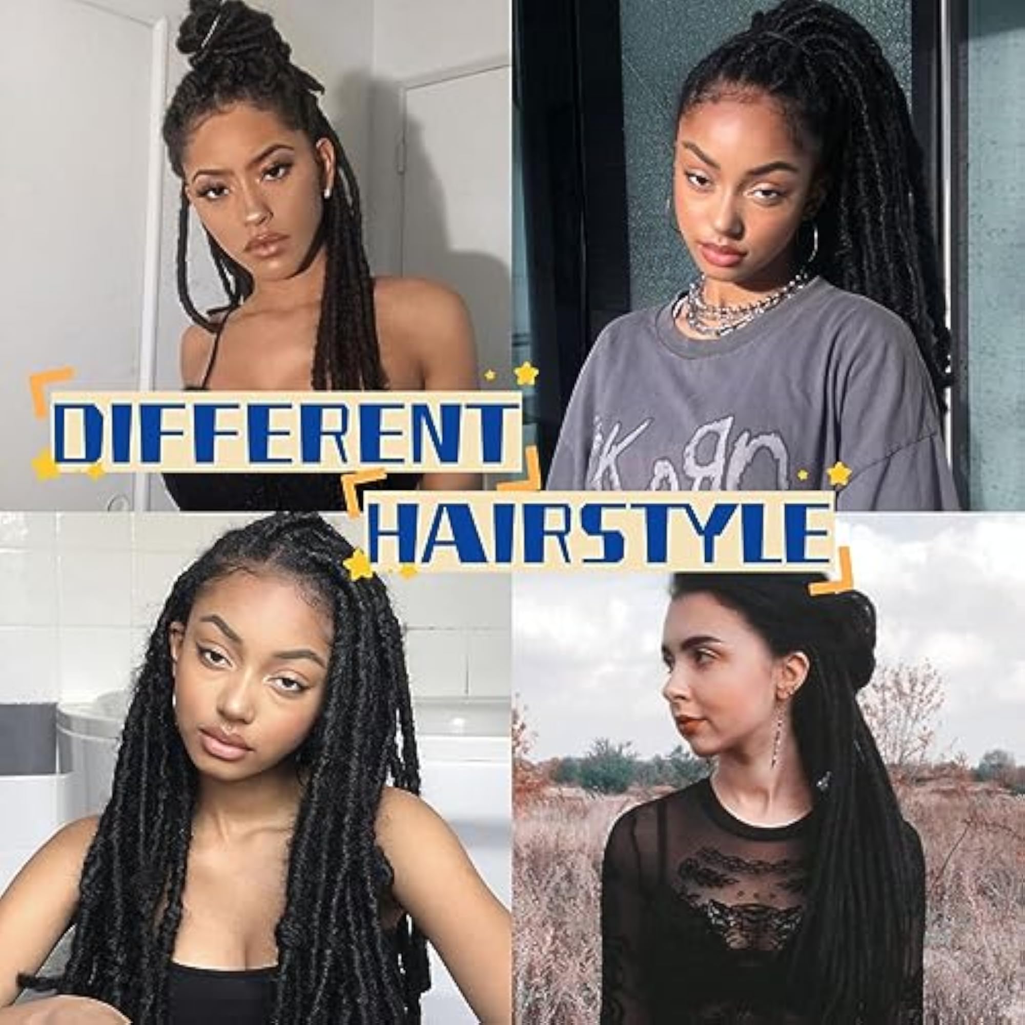 24 Inch Handmade Synthetic Dreadlock Extensions, Black
