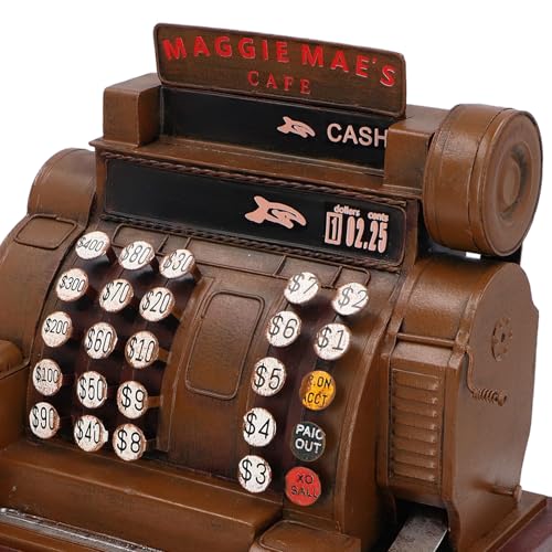 Ornamento Decorativo retrô de Caixa Registradora Vintage, Adereço de Arte de Ferro Feito à Mão para