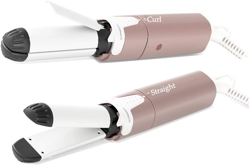 VAV 2 in 1 Curling Iron Ceramic Curling Wand and Flat Iron Ionic Hair Curler and Straightener Portable Travel Dual Voltage