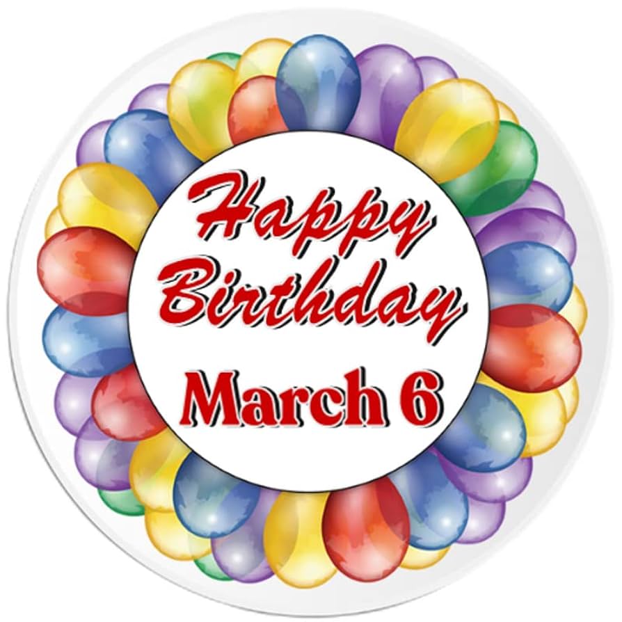 Amazon.com: Happy Birthday March 6-25 Pack Circle Stickers 3