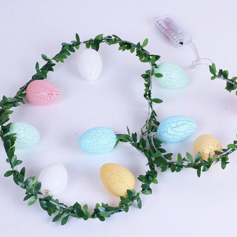 Easter LED String Lights Cracked Egg Green Leaf Vine Design Festive Fairy Lights for Easter Holiday Party Home Decor
