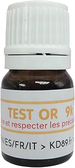 Reagent test/solution for testing gold, silver or platinum - With multi-language instructions - Expertise for jewellery, coins, ingots - 2 ml (9k)