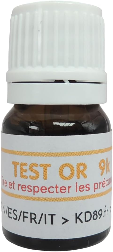 Reagent test/solution for testing gold, silver or platinum - With multi-language instructions - Expertise for jewellery, coins, ingots - 2 ml (9k)