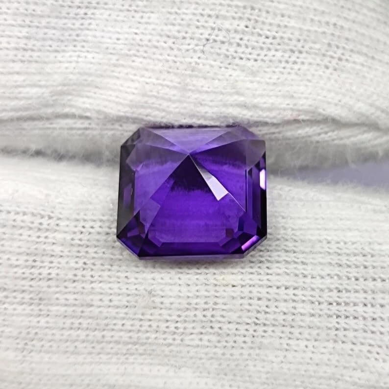 Natural 10.5 Carat Amethyst Asscher Cut Loose Gemstone Deep Purple Gems Ideal for Custom Jewelry, Collectors, and Unique Designs