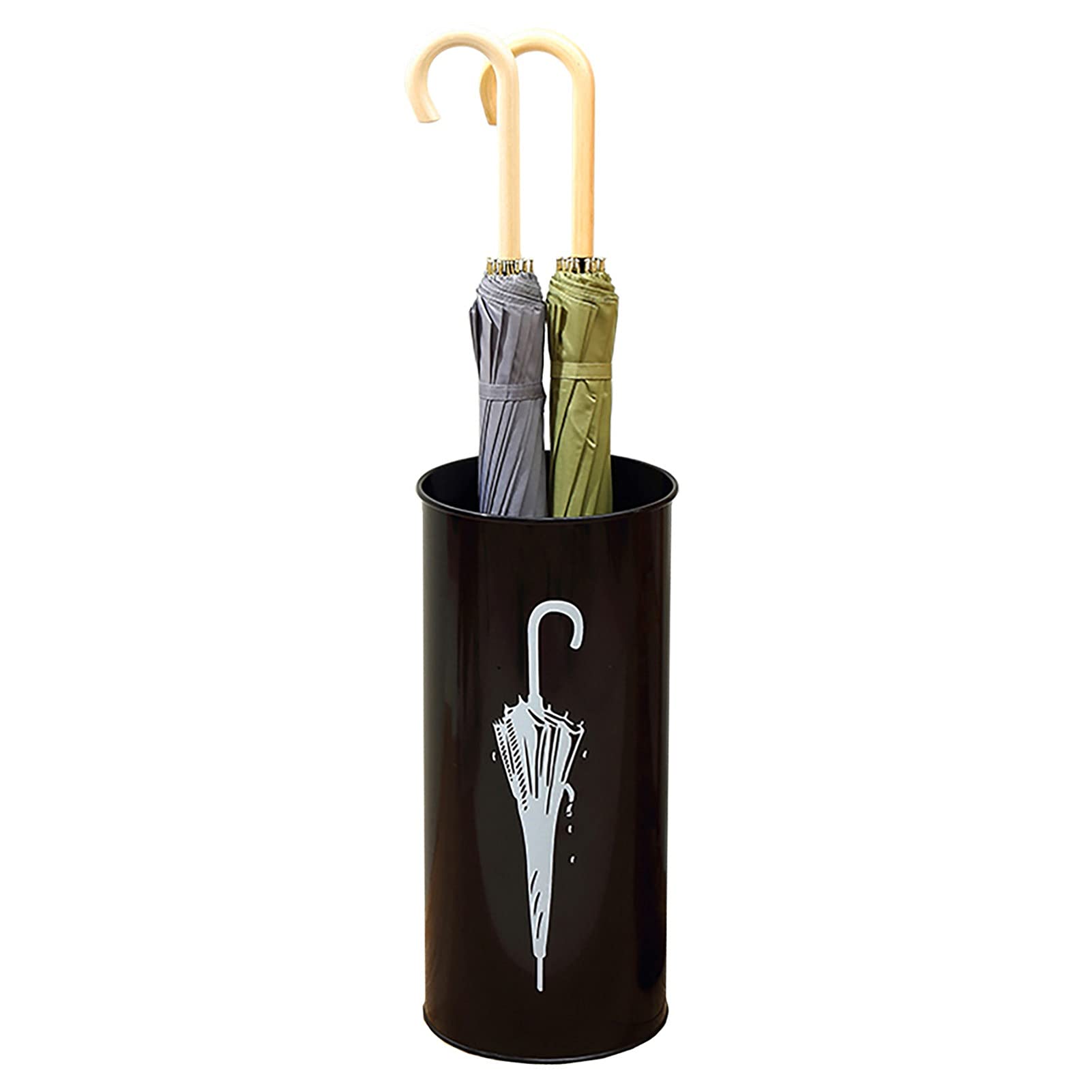 Porte-parapluie en métal avec motif parapluie découpé et paniers à structure tonneau