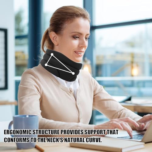Wvu & Wvo Nackenstütze gegen Nackenschmerzen, Weich Halskrause für Schlafen, Neck Support zur Unterstützung der Halswirbelsäule Druckentlastung für Frauen und Männer, Schwarz
