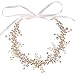 BriLove Women's Bohemian Boho Ivory Color Simulated Pearl Crystal Wedding Bridal Head Band Hairpieces