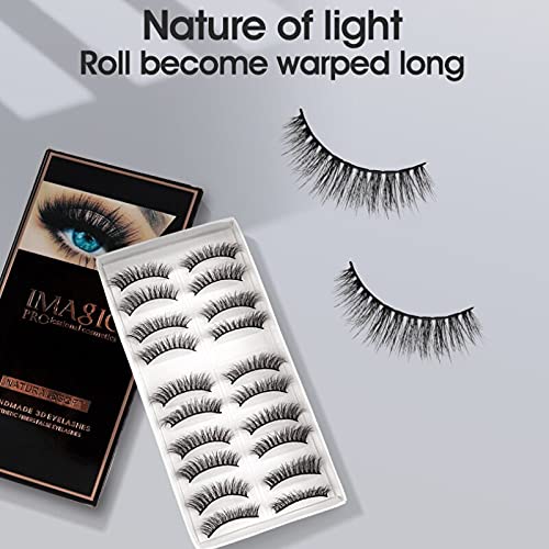 Image of Imagic PROfessional Synthetic Fibers False Eyelashes, Natural & soft 100% Handmade 3D Eyelashes Pack 10 Pairs of 1 box