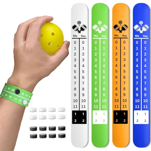 Pickleball Score Keeper, 4 Portable Pickleball Scoreboard Counter, Scorekeeping Tracker Wristband for All Sports Games, 4 Pack Score Wristband for Any Yard Games