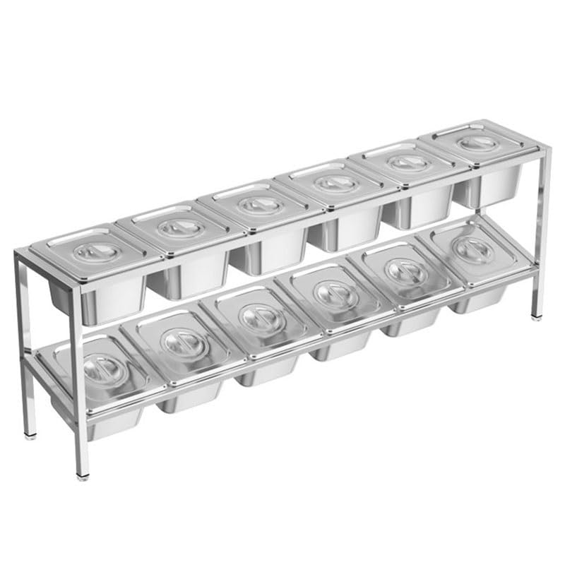 XPLKQXE Stazione Per Guarnizioni Pizza, Espositore Dispenser A Buffet Per Topping Per Ristoranti, Hotel, Cucine, Feste(Silver-B,102.5x18.5x35cm/3set)
