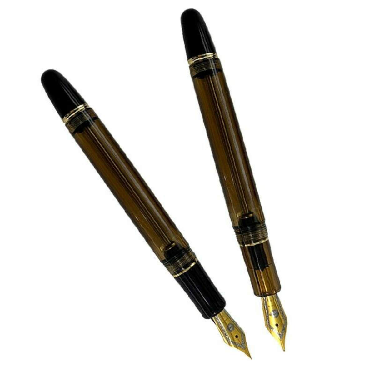 VIDOO 0.5Mm Nib Marrone Traslucido Vaccum Riempimento Fontana Penna Scrittura Regalo Ufficio Ufficio Forniture - B
