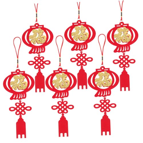 PRETYZOOM 6 Piezas Colgante de Linterna Faroles Rojos de Año Decoraciones Creativas para Fiestas Estilo Chino Faroles Ornamentales Linternas