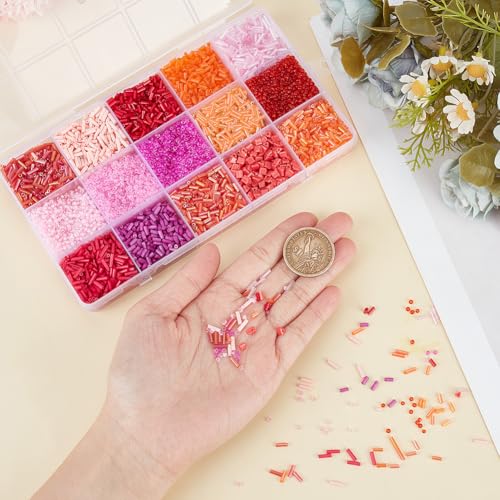 GOMAKERER 225g 8218 Pcs Red Series Glass Bugle Seed Beads - Image 3