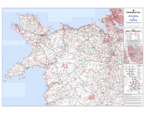 North Wales Postcode Map Map Marketing North Wales And Anglesey Postcode Sector Map 16 - Laminated  Wall Map: School & Educational Supplies: Amazon.com.au