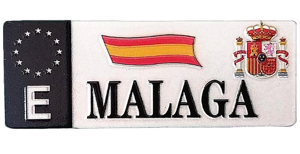 Magnete Frigo 3D Malaga Andalusia Spagna - Souvenir Artigianale In Resina, 9x3,3 Cm