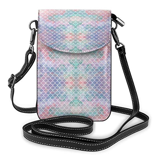 Preisvergleich Produktbild Handy Geldbörse Kleine Crossbody Aquarell Meerjungfrau Waage Brieftasche Taschen Mit Verstellbaren Schultergurt Frauen