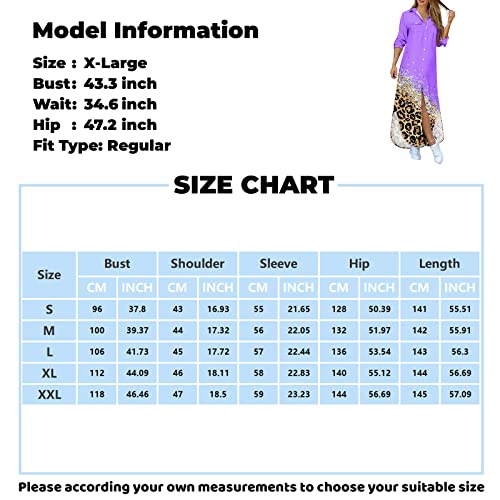 Cotecram Summer Dresses For Women 2023 Maxi Dresses Trendy Casual Long Sleeve Boho Button Down Shirt Dresses Beach Sun Dress For Women Plus Size Cover Up Sexy Loose Long Dress(04A Sky Blue,X-Large) #TOP2