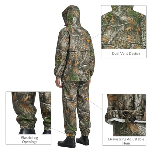 Image of LOOGU Men's Rain Suit - Rain Gear for Men Waterproof, Lightweight Rain Coat, Breathable Mens Rain Jackets Hood and Pants