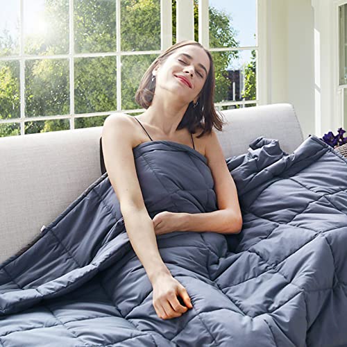 Cooling Weighted Blanket for Adults 20lbs,48"x72", Twin Full Size Heavy Throw Blanket for 130-220lbs, Microfiber Soft Thick Big Blankets Weighted Comforter Breathable Gift for Sleeping, Grey