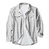 Generisch Männer Hemden, Herren Langarm Karriert Trachtenhemd Regular Fit Freizeithemd Karohemden Button Down Shirts Mit Tasche Hemd Fit Slim Stretch Stehkragen Mens Shirts Stretch (5XL, White)