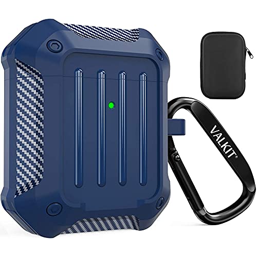 Valkit Compatible AirPods Case Cover for Men Women, Full-Body Rugged Protective Airpods Cover with Keychain Air Pod 2 Case for Airpods Wireless Charging Case 2 & 1 - Blue