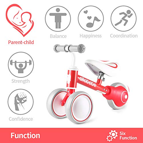 Allobebe Baby Balance Bike-Gifts And Toys For 1 Year Old Girls Boys No Pedal Bicycle With Adjustable Seat 3 Wheels Toddler Bike For 12-36 Months Baby #TOP2