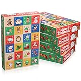 Awleynz 5Pcs Empty 24 Days Advent Calendars to Fill, Advent Calendar Boxes Empty, Diy Paper Advent Calendar Box for Holiday Christmas Party Favors Candy Wrapping Boxes (24 Days)