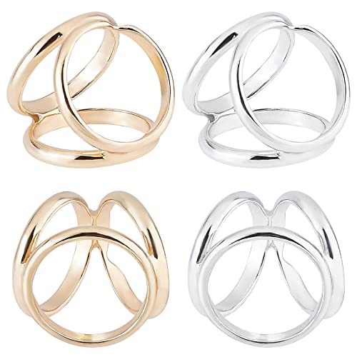 GORGECRAFT 2 Couleurs 4PCS Triple Anneau Écharpe Clip Boucle Fermoir Titulaire en Alliage de Zinc Vêtements Bijoux Accessoires Broches pour Mariage Vêtements T-Shirt Foulard Châle Mode Décoration