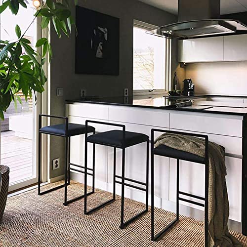 Tabourets de bar modernes noirs | Ensemble de 2 chaises hautes avec siège de 65 cm - 4
