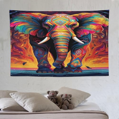 Tapisserie éléphant PAZZK grande tenture murale pour décoration de chambre et salon 150x230cm