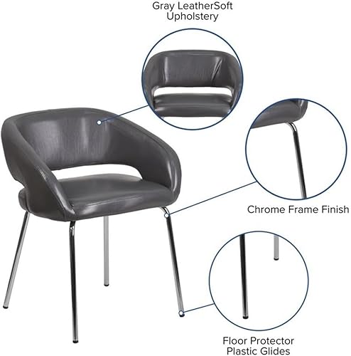 Miniatura 5 de Flash Furniture Silla de recepción lateral gris contemporánea de la serie Fusion