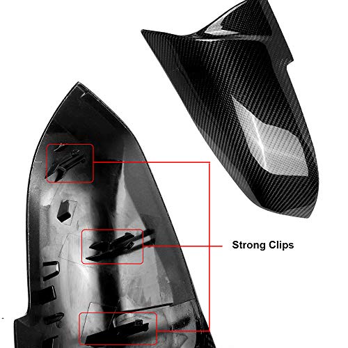 SNA Gloss Black Real Carbon Fiber Side Mirror Cover Cap Replacement Compatible for BMW 1 series F20 2 series F22 F23 3 series F30 F31 F34 4 series F32 F33 F36 X1 E84 M2 F87 2-pc Set - Image 6