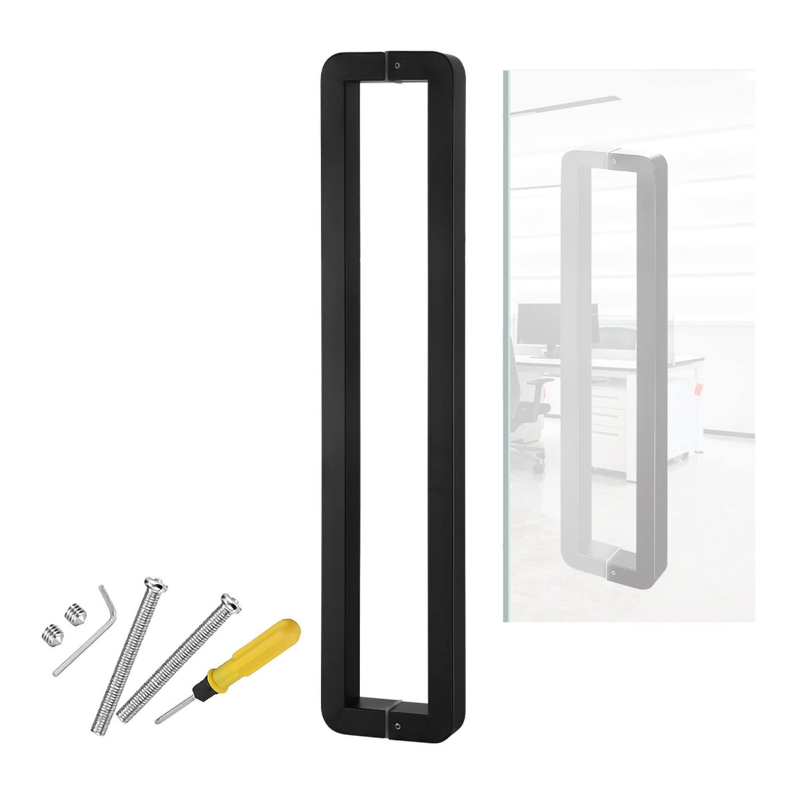 Poignée de porte carrée push pull en acier inoxydable noir pour entrée design