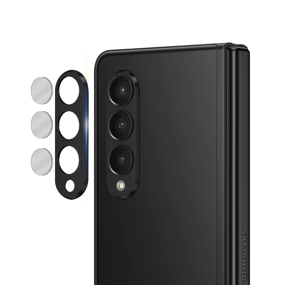 O Ozone Lens Protector for Samsung Galaxy Z Fold 3 Lens Protector Aluminum Frame Tough Camera Protective with Glass Lens Cover, Anti-Scratch Ultra-Thin Back Camera Protective Frame Cover (Black)