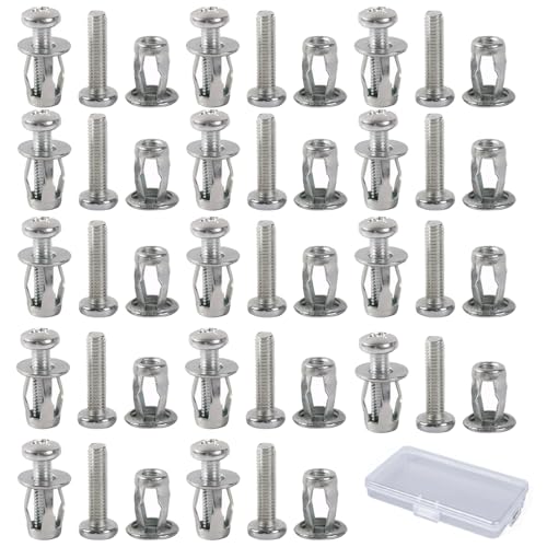 30 Piezas Anclajes Metálicos para Cavidades,Tuercas Expansión M5x25mm,Anclaje Expansión,Tuercas Jack para Tornillo Ideal para Paredes Delgadas,Puertas Huecas,Láminas Hierro,Proyectos Bricolaje
