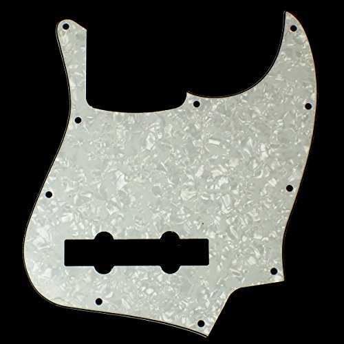 Custom bass Guitar Pickguard For Jazz Bass 5 String JB,4ply White Celluloid Pearloid