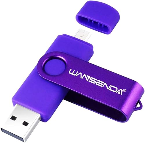 WANSENDA OTG - Unidad flash micro USB 2 en 1 de 16 GB, 32 GB, 64 GB, 128 GB, 256 G, USB, para dispositivos Android, PC, tableta, Mac (64 GB, morado)