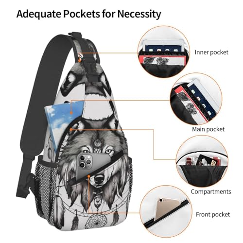 Bolso cruzado Wolves And Dream Catchers02 unisex casual miniatura 4