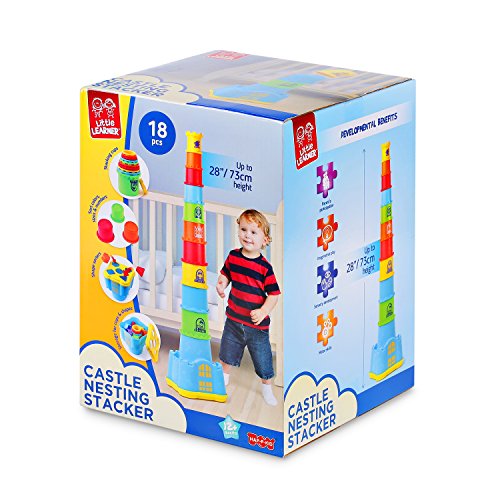 Happkid Stacking Cups with Castle Stacker for Toddler, Stacking and Sorting Nesting Toys Game for Kids from 12 Months (18 PCS)