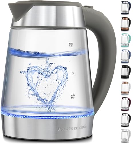 Image of Zulay Kitchen Fast Boiling Electric Water Kettle - 1.7L, 1500W, Auto Shut-Off for Overboil & Boil Dry Protection, Cool-Touch Handle, 360 Base - Rapid Teapot Boiler For Coffee & Tea - Gray