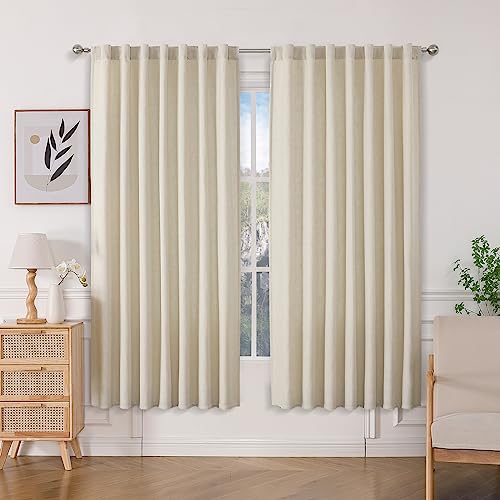 Image of Joydeco Linen Curtains, 2 Panels Set, Light Filtering, 63 Inch Long, Living Room, Pistachio Shell