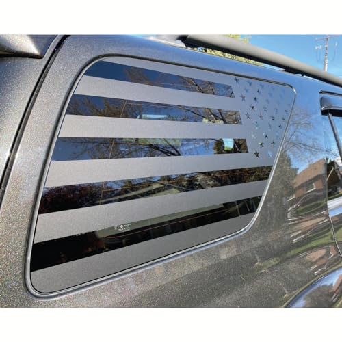 Image of Rear Window Flag Decal Fits Toyota 4Runner 2003-2009 4th Gen Exterior Accessories, Precut Back Side Window Vinyl American Glass USA Sticker (Matte Black)