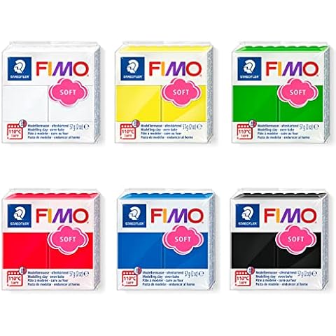 STAEDTLER Fimo Soft Basic 8020-BX - Pasta para modelar (6 colores, endurecedor, suave y blanda, inmediatamente modelable, reutilizable, tamaño de bloque 57 g), 6 colores surtidos Cover