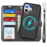 TUCCH iPhone17 対応 ケース 手帳型 2 in 1 分離式 6.3インチ ストラップ付き 取り外し可 RFIDブロッキング 4つカードポケット ストラップホール 横置きスタンド機能 衝撃吸収 全面保護 PU合皮 あいふぉん17対応携帯ケース 2025年発売 5G ブラック