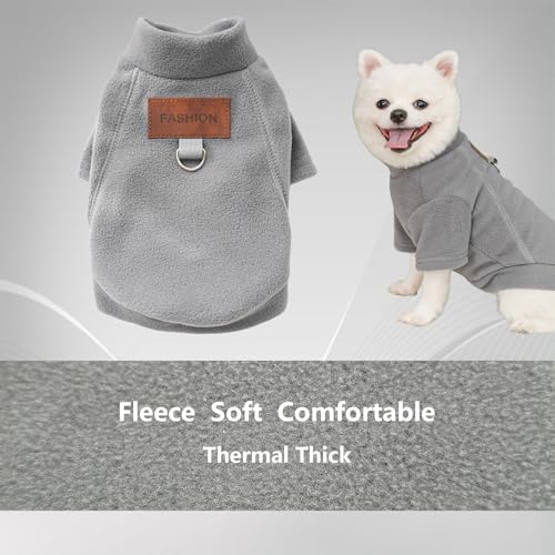 2 Stück/3 Stück Fleece Hundepullover für kleine Hunde, weicher Warmer Rollkragen Hunde Sweater Mantel, Haustier Welpe Katze Winterbekleidung (A-Grau Rot, M)